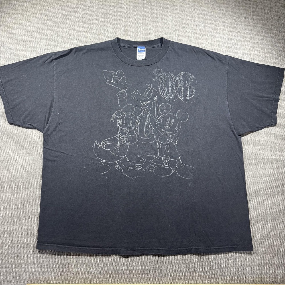Disney‎ Shirt Mens 3XL Black Mickey Donald Goofy '08 Outline Graphic Tee